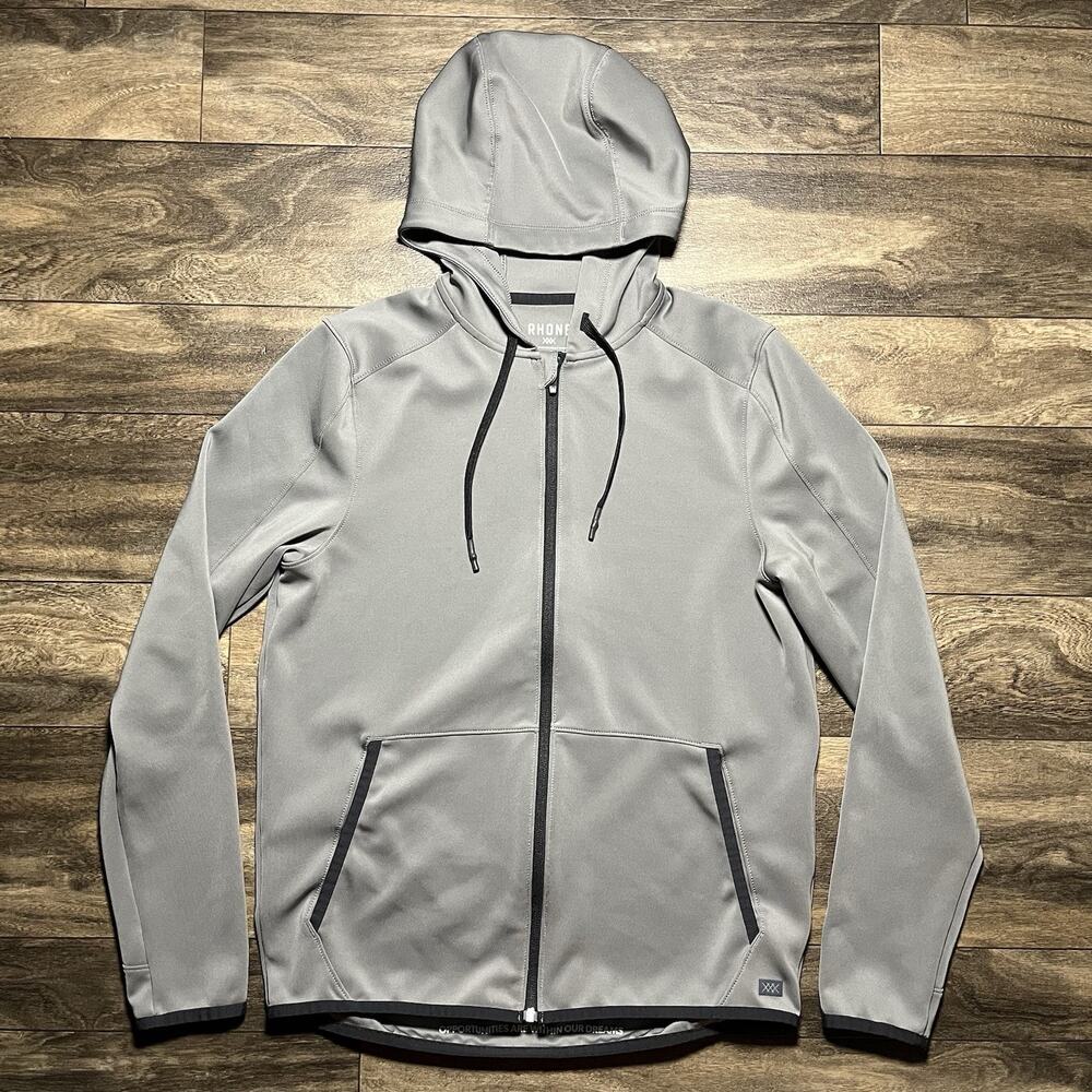 Rhone Warm Up Tech Full Zip Hoodie Men's Small Grey Stretch Performance EUC